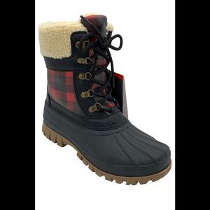Cougar Waterproof Lace Up Winter Boots Carlisle Black Red - Medium